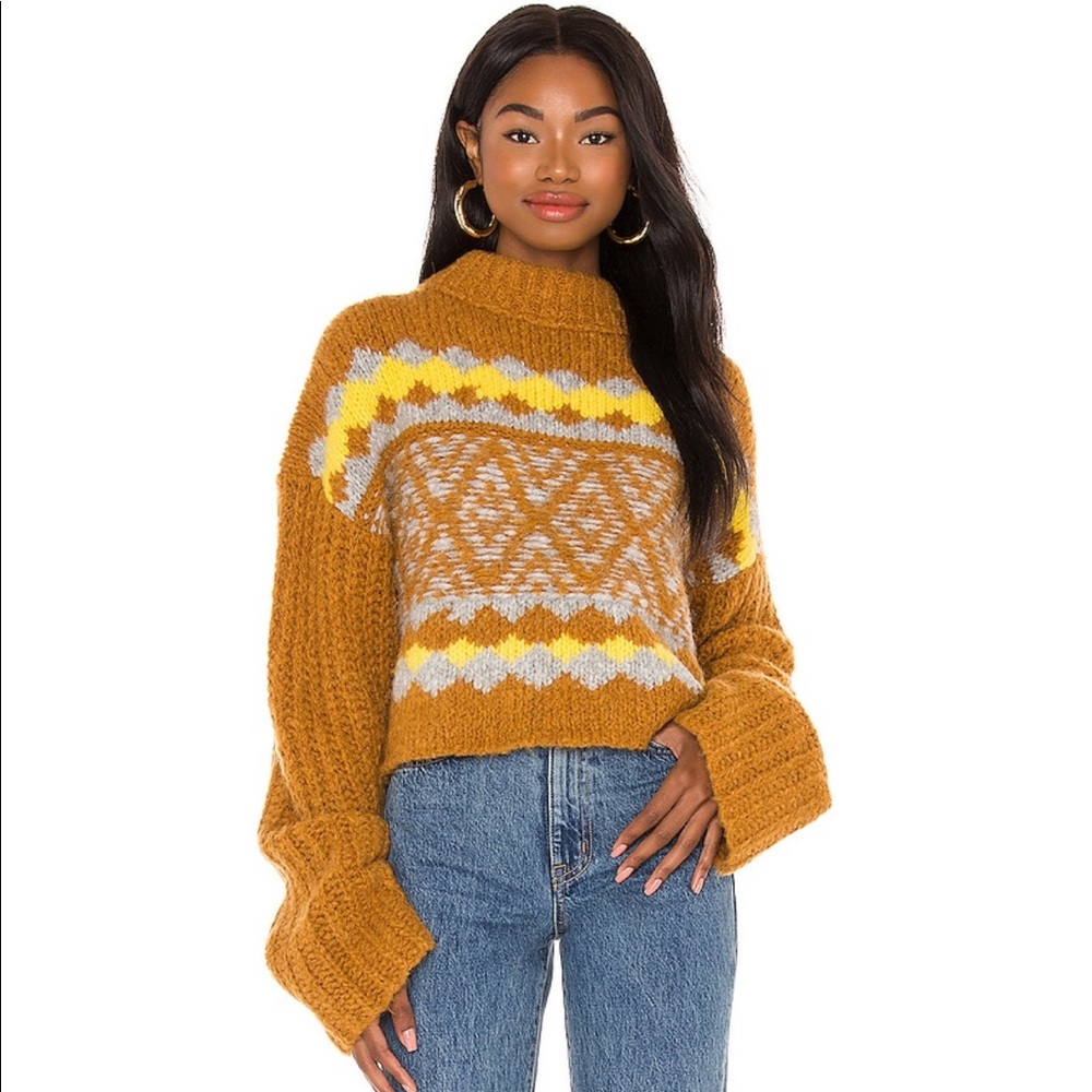 NEW Free People Alpine Pullover Sweater Cinnamon Toast Large - Picture 2 of 7
